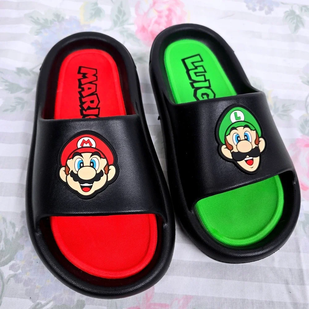 Ground Up Super Mario Luigi Kids Slides Sandals Black‎ Red Green Size 2